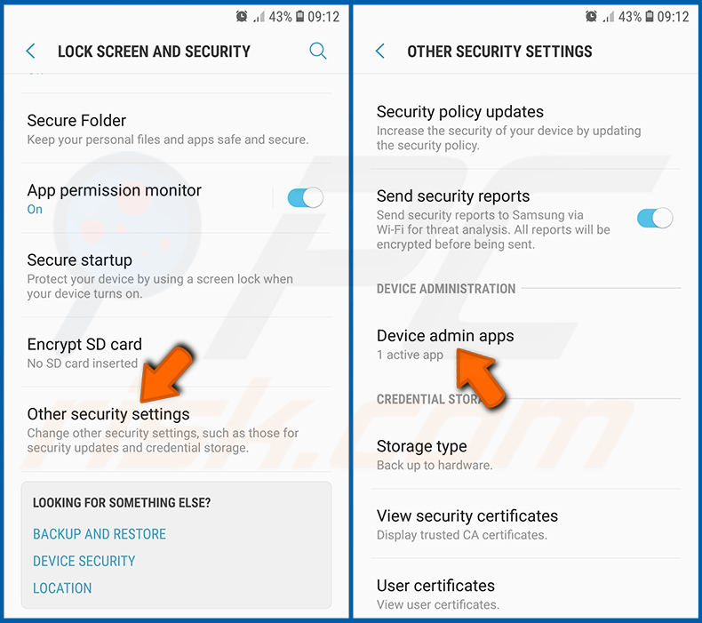 Desactivar las aplicaciones de Android que tienen privilegios de administrador (paso 2)