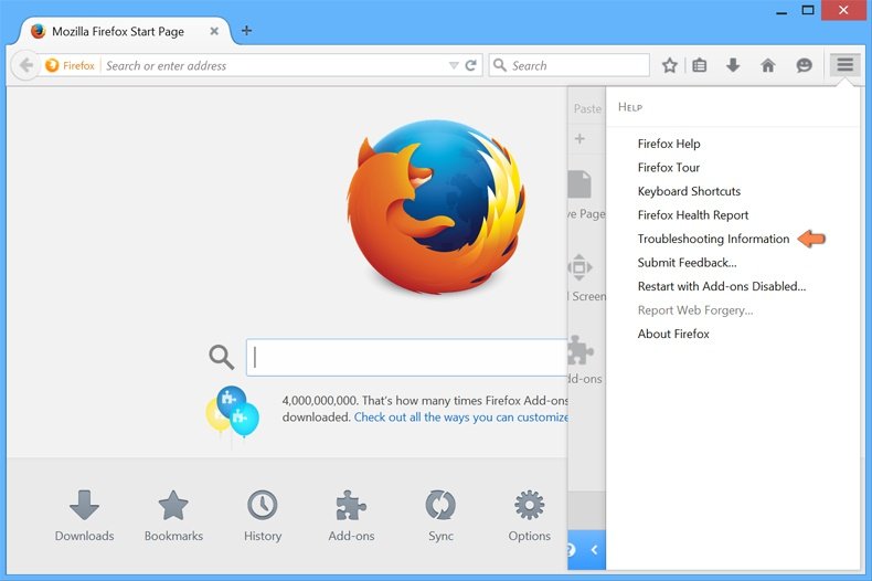 Cómo restablecer la configuración predeterminada de Mozilla Firefox - accediendo 