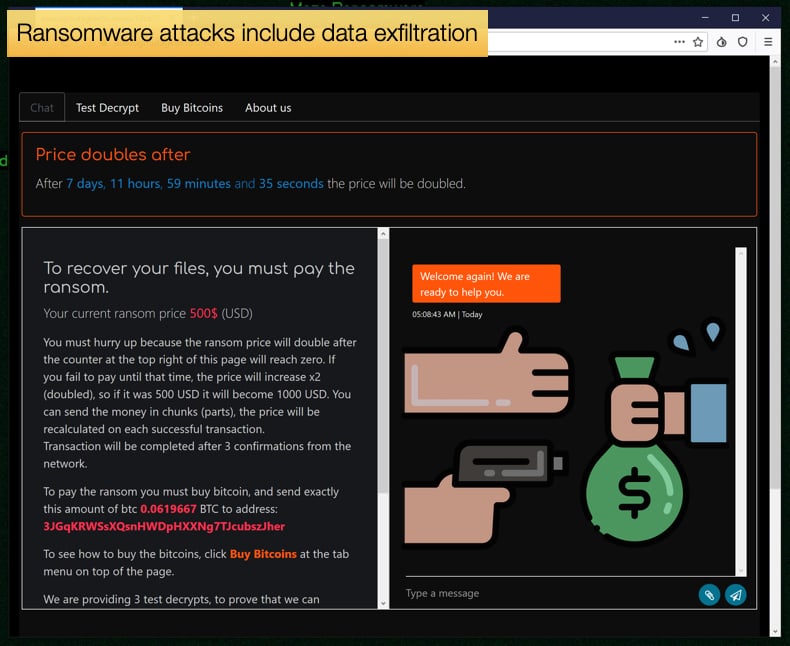 Los ataques de ransomware incluyen la exfiltración de datos.