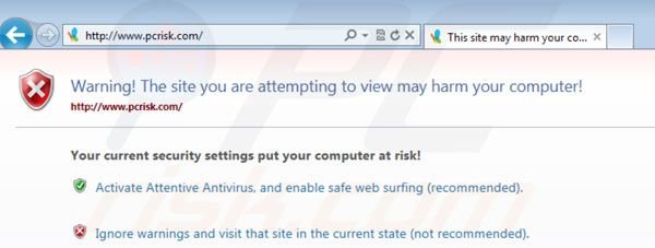 Attentive Antivirus bloqueando los navegadores web