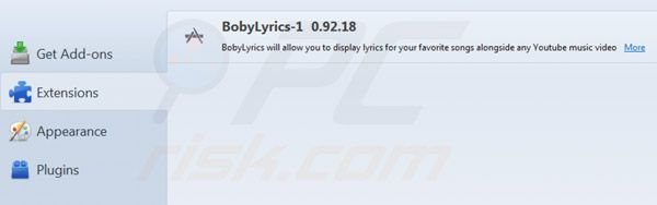 Eliminar Boby Lyrics de Mozilla Firefox