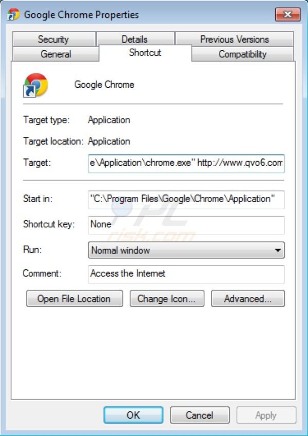 eliminación del secuestrador de navegadores (virus) qvo6.com de Google Chrome