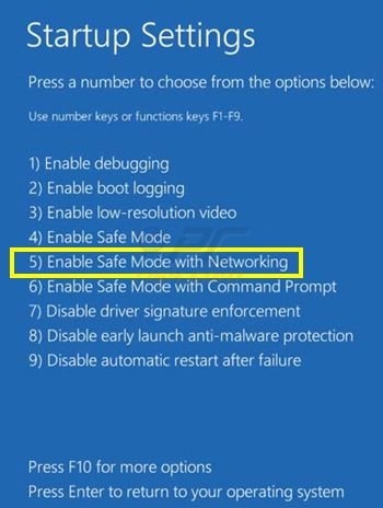 Modo seguro en Windows 8 con funciones de red