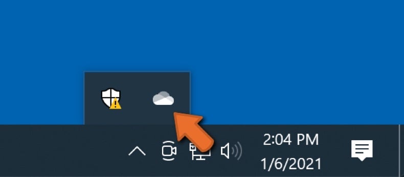 Haga clic en el icono de OneDrive en la barra de tareas
