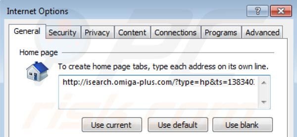 Eliminar Omiga plus de la página de inicio de Internet Explorer