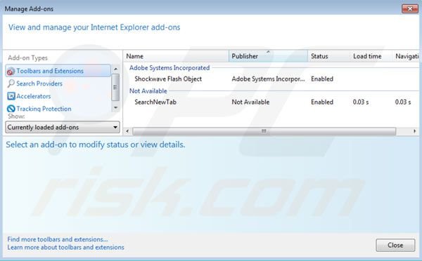 Eliminar websearch.searchbomb.info de las extensiones de Internet Explorer