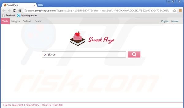 virus que accede automáticamente a sweet-page.com