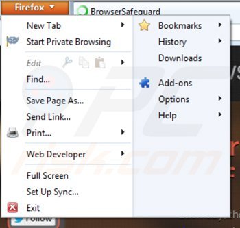 Eliminando browsersafeguard de Mozilla Firefox paso 1