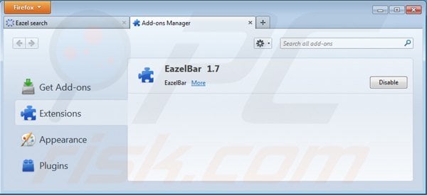 Eliminando la barra Eazel de las extensiones de Mozilla Firefox