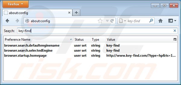 Eliminar key-find.com de la configuración del motor de búsqueda por defecto de Mozilla Firefox
