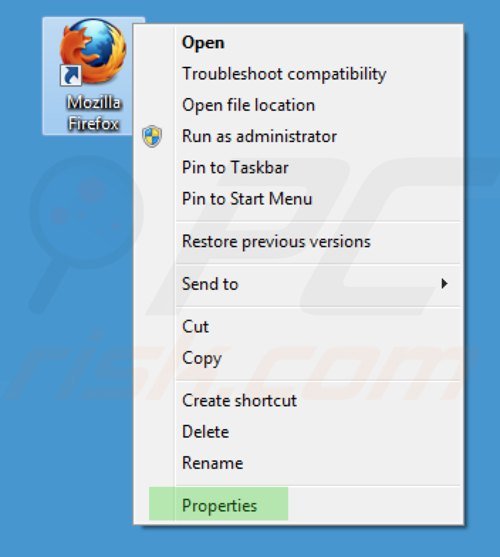 Eliminar key-find.com del destino del acceso directo de Mozilla Firefox paso 1