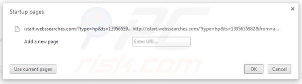 Eliminando istart.webssearches.com de la página de inicio de Google Chrome
