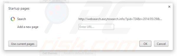 Eliminando websearch.eazytosearch.info de la página de inicio de Google Chrome