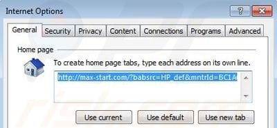Eliminando Max-start.com de la página de inicio de Internet Explorer