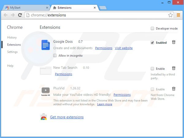 Eliminando searchshock.com de las extensiones de Google Chrome