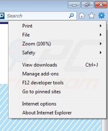 Eliminando passwidget de Internet Explorer paso 1