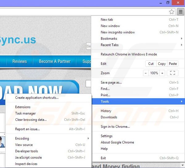 Eliminando los anuncios BrowserSync de Google Chrome paso 1