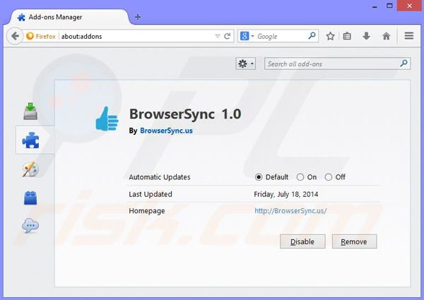 Eliminando los anuncios BrowserSync de Mozilla Firefox paso 2