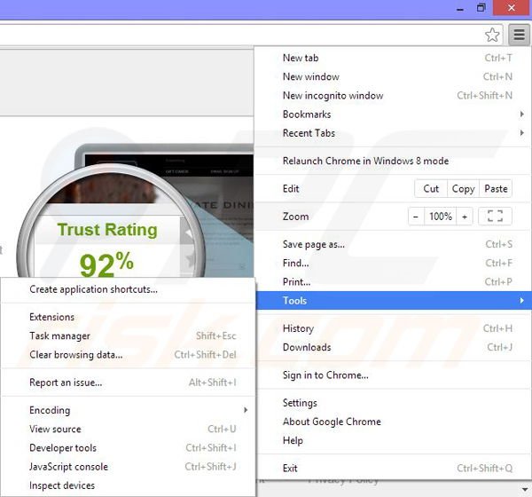Eliminando iReview de Google Chrome paso 1