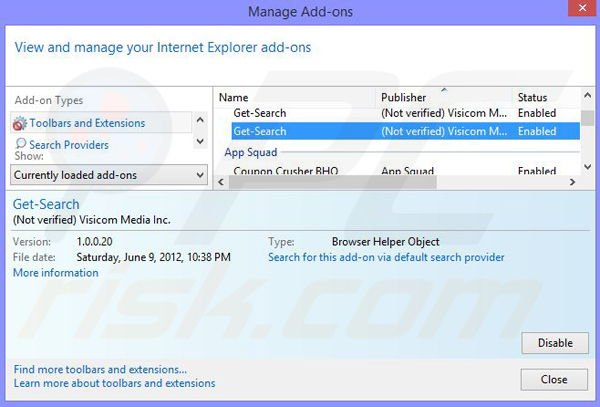 Eliminando los anuncios de Severe Weather Alerts de Internet Explorer paso 2