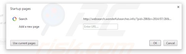 Eliminando websearch.wonderfulsearches.info de la página de inicio de Google Chrome