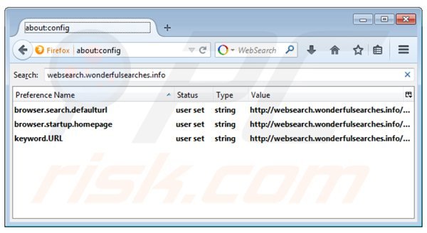 Eliminar websearch.wonderfulsearches.info del motor de búsqueda por defecto de Mozilla Firefox
