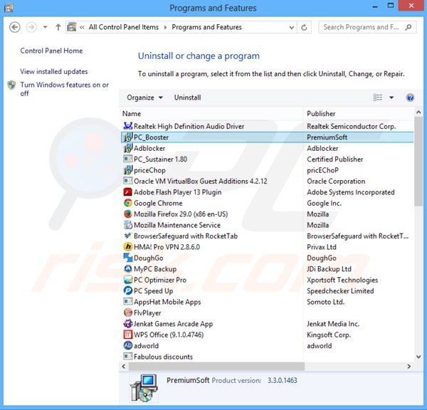 desinstalar el secuestrador de navegadores websearch.fixsearch.info desde el Panel de control
