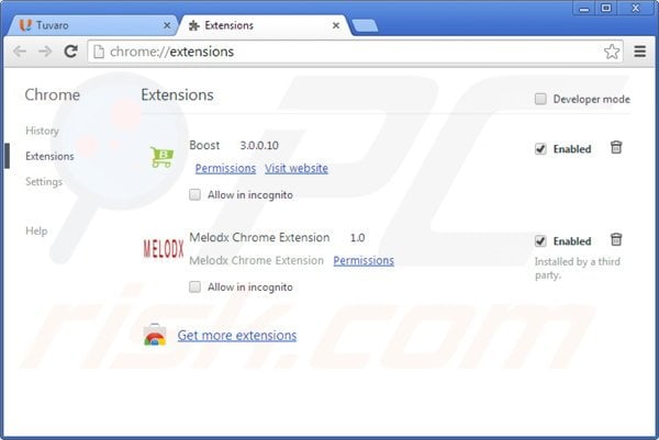 Eliminando los anuncios Melodx de Google Chrome paso 2