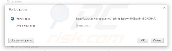 Eliminando portalsepeti.com de la página de inicio de Google Chrome