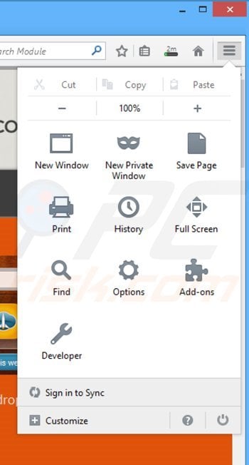 Eliminando los anuncios DesktopDock de Mozilla Firefox paso 1