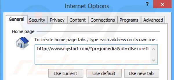 Eliminando el redireccionamiento de dlsecure de la página de inicio de Internet Explorer