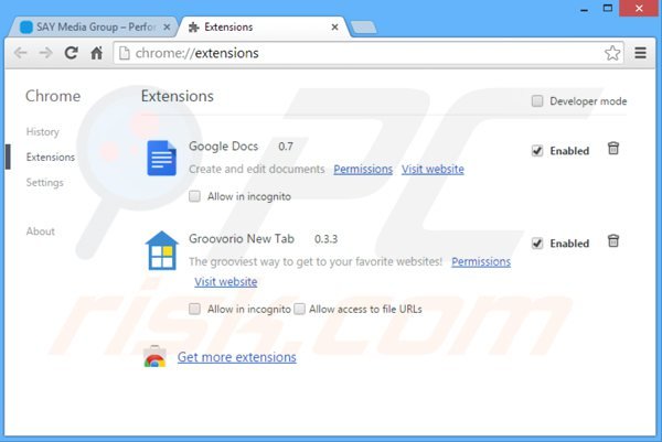 Eliminando los anuncios piccolor de Google Chrome paso 2