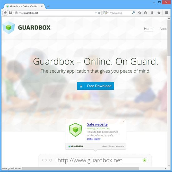 Sitio web destinado a promocionar el secuestrador de navegadores guard-search.com