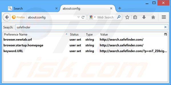 Eliminar search.safefinder.com del motor de búsqueda por defecto de Mozilla Firefox 