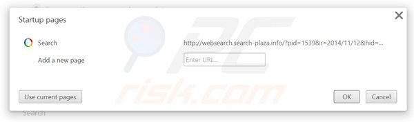Eliminando websearch.search-plaza.info de la página de inicio de Google Chrome