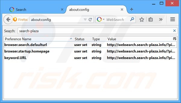 Eliminar websearch.search-plaza.info del motor de búsqueda por defecto de Mozilla Firefox 
