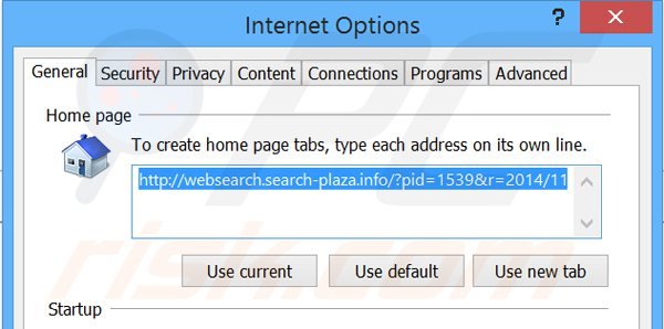 Eliminando websearch.search-plaza.info de la página de inicio de Internet Explorer