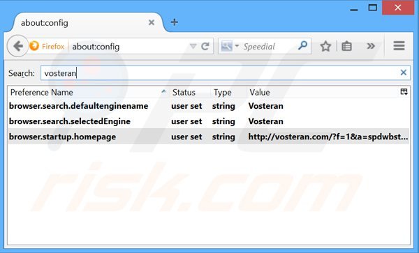 Eliminar vosteran.com del motor de búsqueda por defecto de Mozilla Firefox