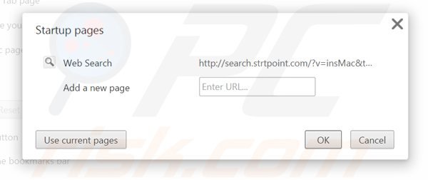 Eliminando search.strtpoint.com de la página de inicio de Google Chrome