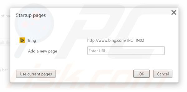 Eliminando BingProtect de la página de inicio de Google Chrome