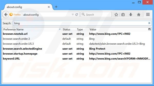 Eliminar BingProtect del motor de búsqueda por defecto de Mozilla Firefox 