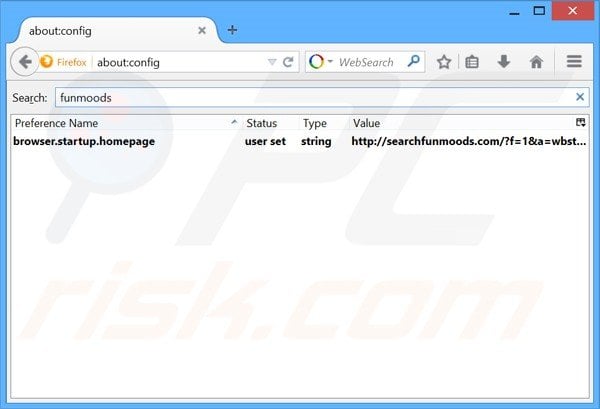 Eliminar searchfunmoods.com del motor de búsqueda por defecto de Mozilla Firefox 
