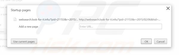 Eliminando websearch.look-for-it.info de la página de inicio de Google Chrome