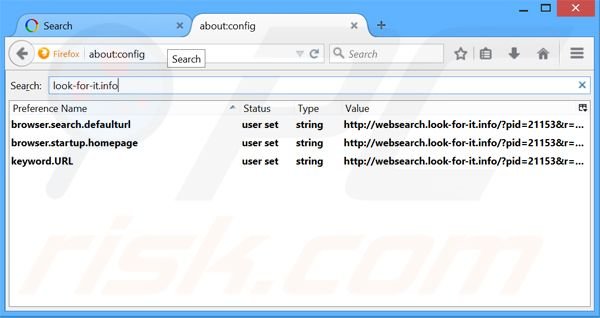 Eliminar websearch.look-for-it.info del motor de búsqueda por defecto de Mozilla Firefox 