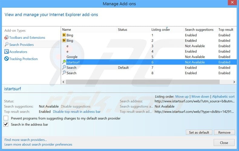 Eliminando el motor de búsqueda por defecto vinculado a xtab de Internet Explorer