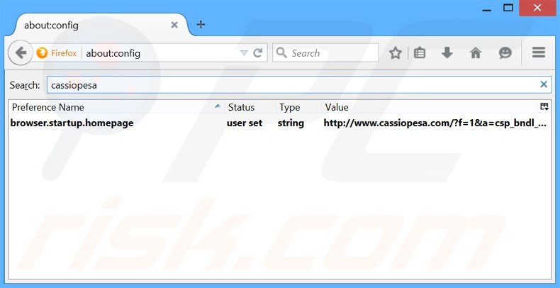 Eliminar cassiopesa.com del motor de búsqueda por defecto de Mozilla Firefox