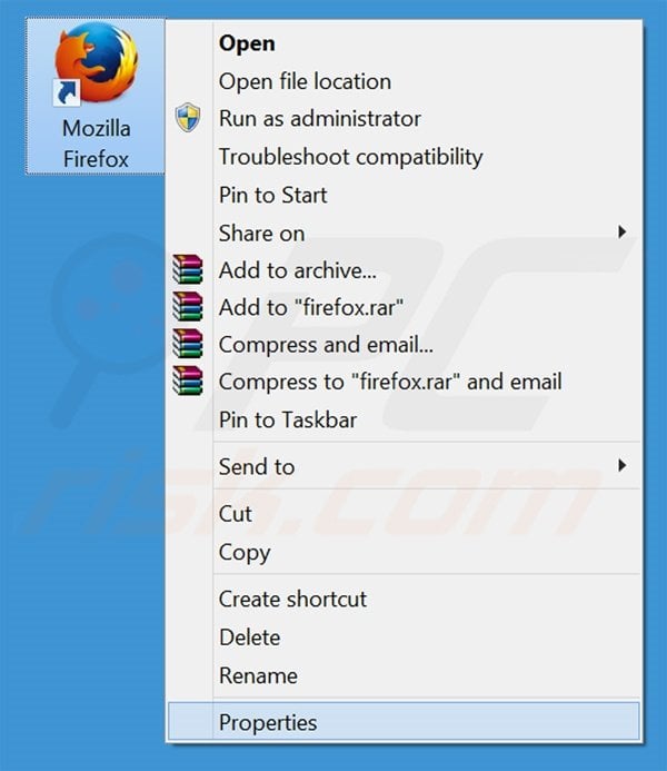Eliminar netmahal.com del destino del acceso directo de Mozilla Firefox paso 1
