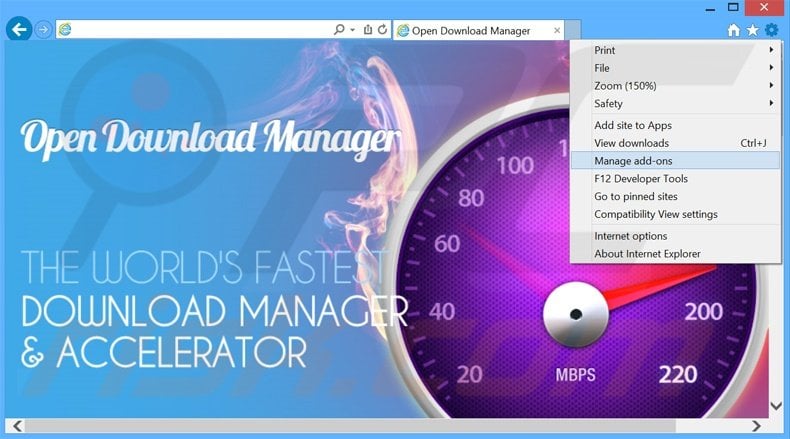 Eliminando los anuncios de Open Download Manager de Internet Explorer paso 1