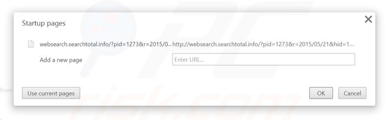Eliminando websearch.searchtotal.info de la página de inicio de Google Chrome  H