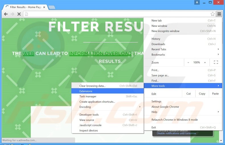 Eliminando los anuncios de Filter Results de Google Chrome paso 1